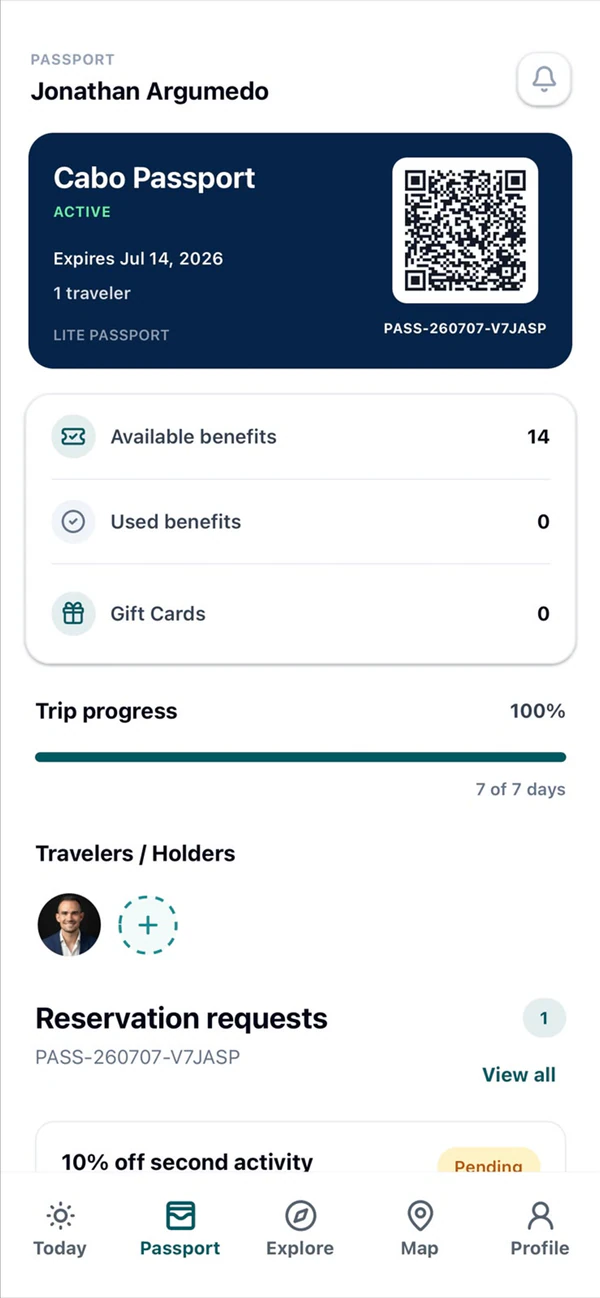 Membresía digital y beneficios en Cabo Passport