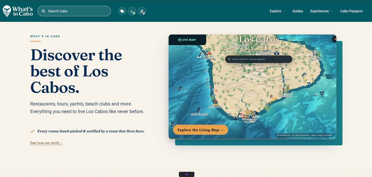 What’s in Cabo homepage and Los Cabos map